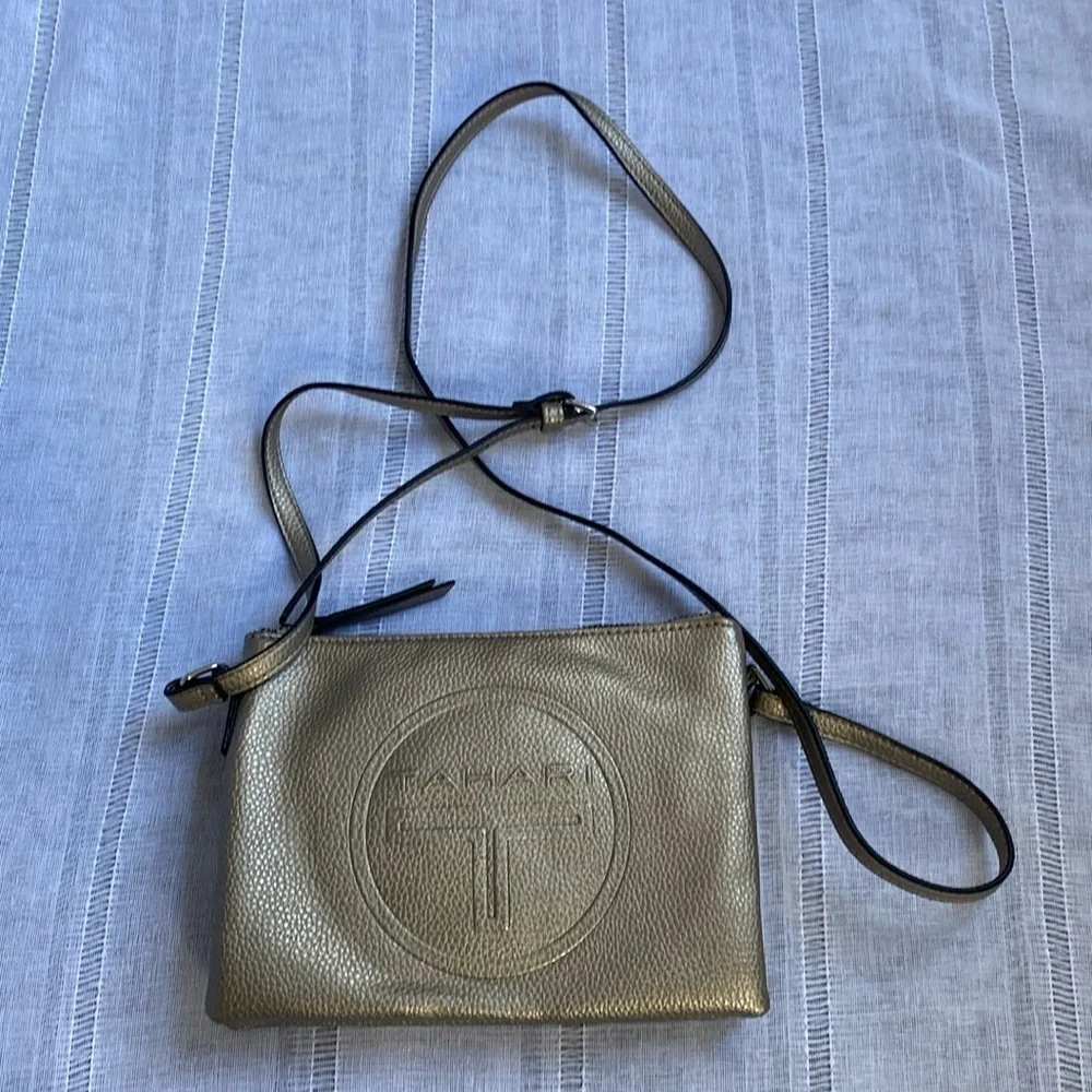 Tahari NWOT metallic gold crossbody bag.